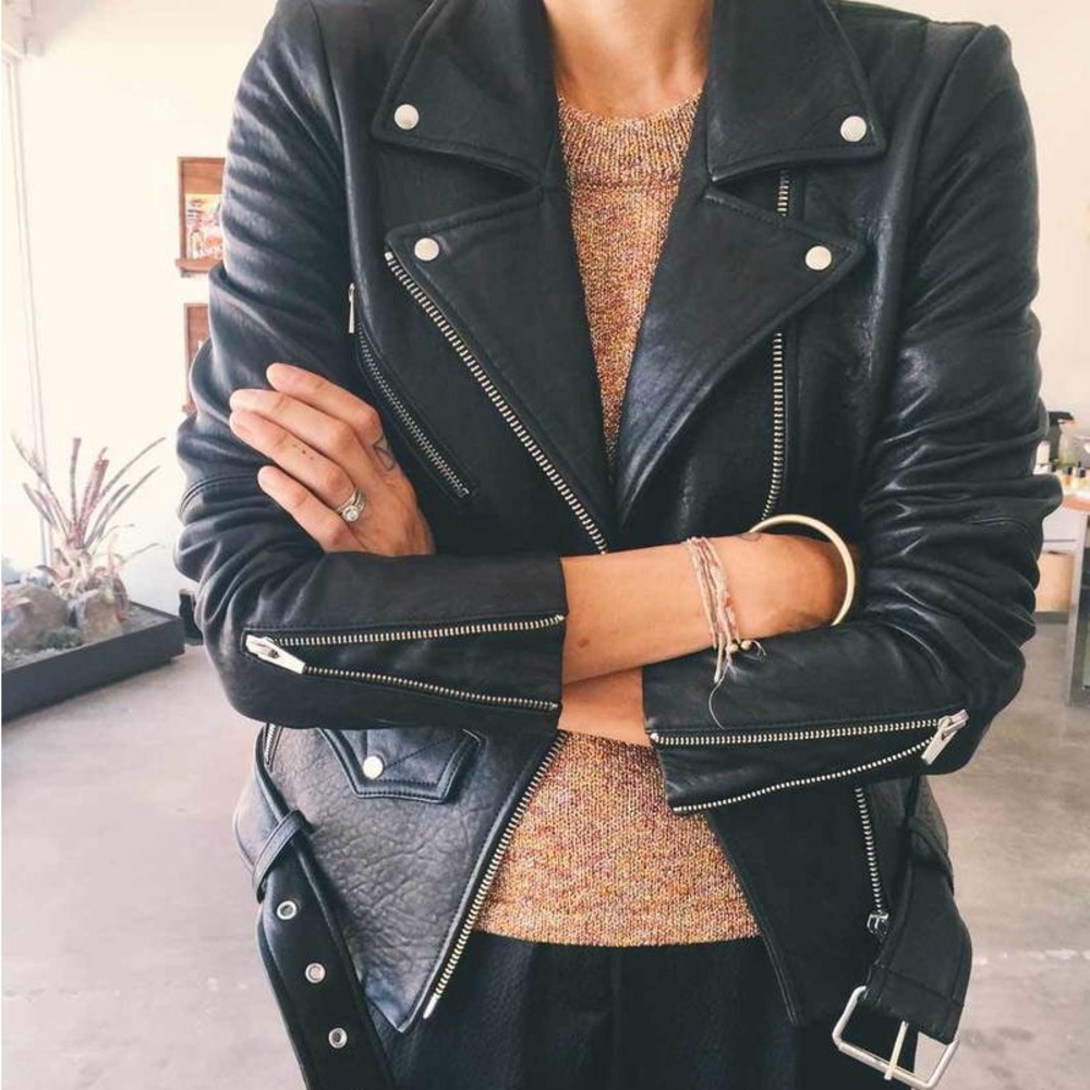 The Kooples Black Lambskin Leather Belted Biker Jacket - NWT!